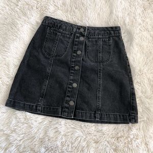 Topshop Black Button Skirt